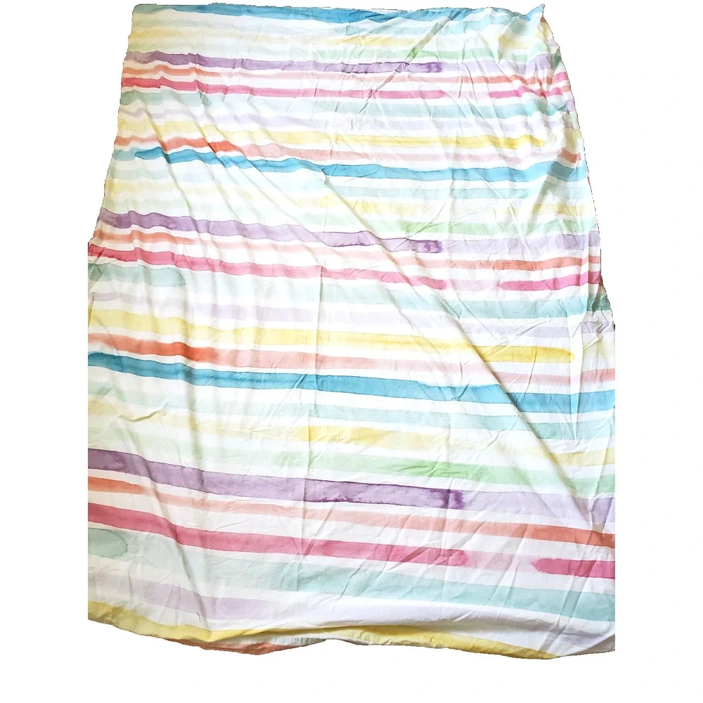 POTTERY BARN KIDS Girls Rainbow Stripe Duvet Cover 100% Cotton 68 x‎ 86